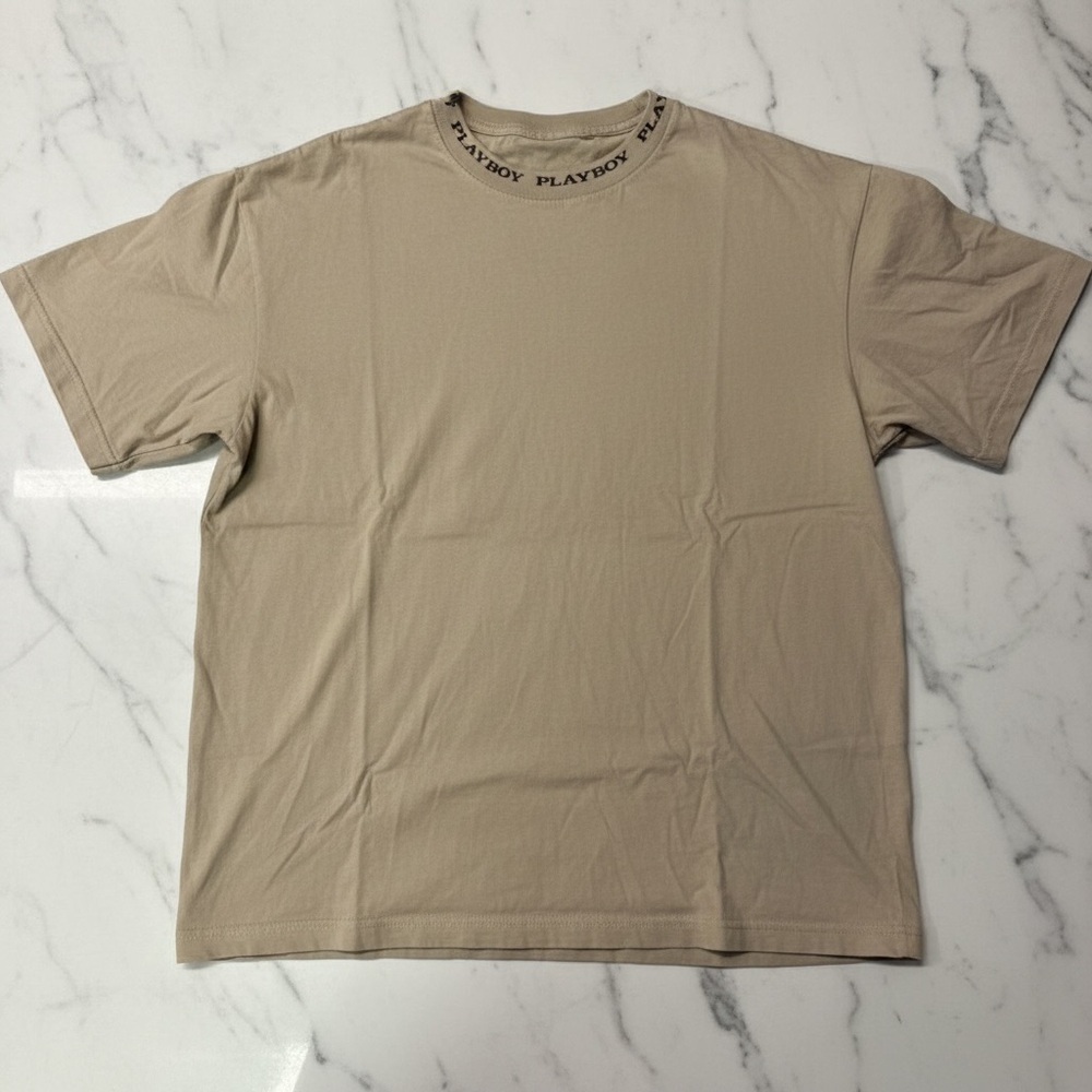 PLAYBOY Beige Short Sleeve Men's Tee - Picture 2 of 2